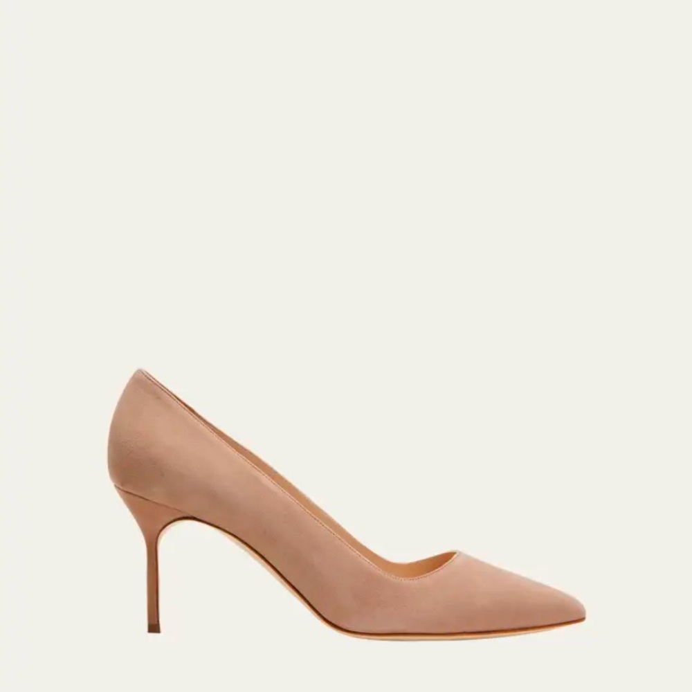 Manolo Blahnik BB 70 suede pumps in dark nude